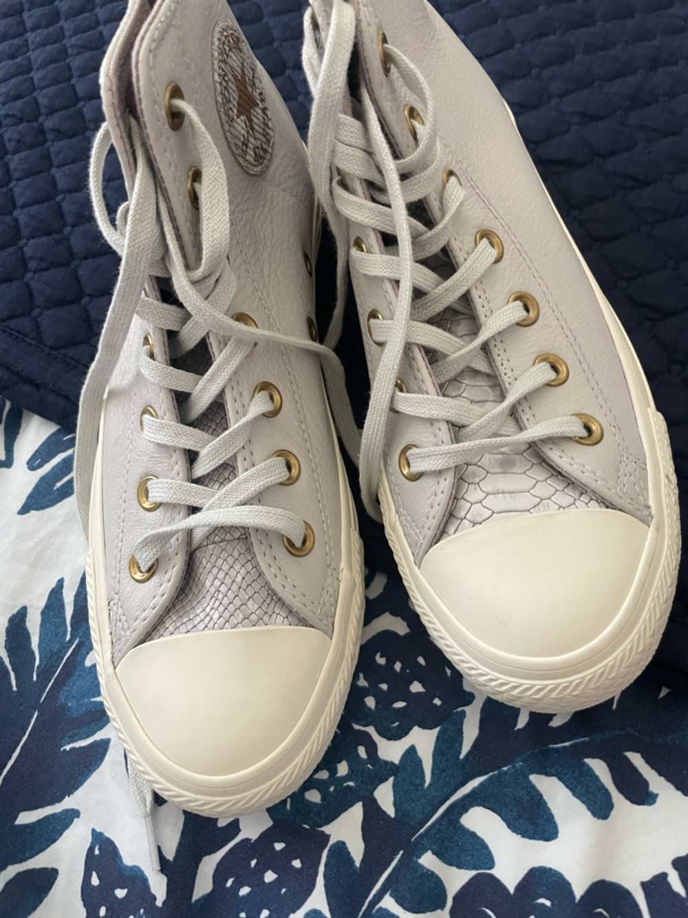Converse High Top Sneakers in Light Gray with Cream Soles